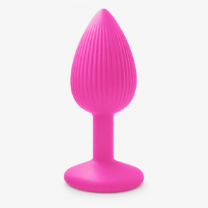 Plug Anal Grande Listrado Em Silicone Rosa