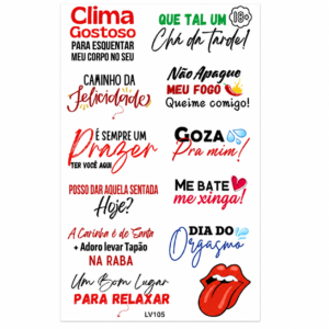 Cartela de Tatuagem Adesiva Brilha No Escuro Goza Pra Mim