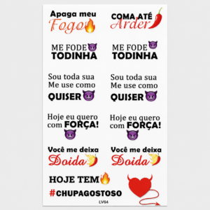 Cartela de Tatuagem Adesiva Brilha No Escuro Me Fode Todinha